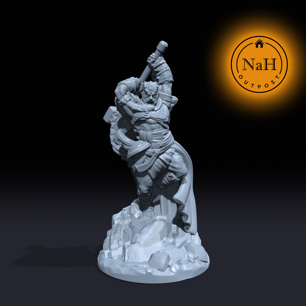 Korgath the Hammerfury | Giant Goliath Barbarian | Giant Kin miniature for Tabletop games like D&D and War Gaming