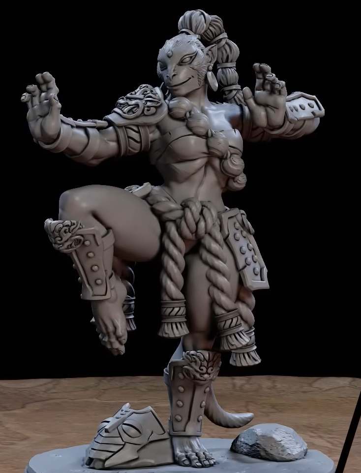 Vani Dragonclaw | Vanara Wukong Pinup Warrior miniature for D&D, Pathfinder | TTRPG Mini