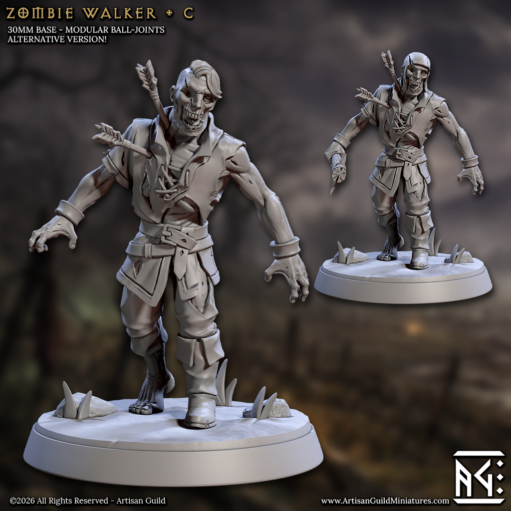 Arrowgnaw | Zombie Walker Skirmisher miniature for D&D, Pathfinder | TTRPG Mini