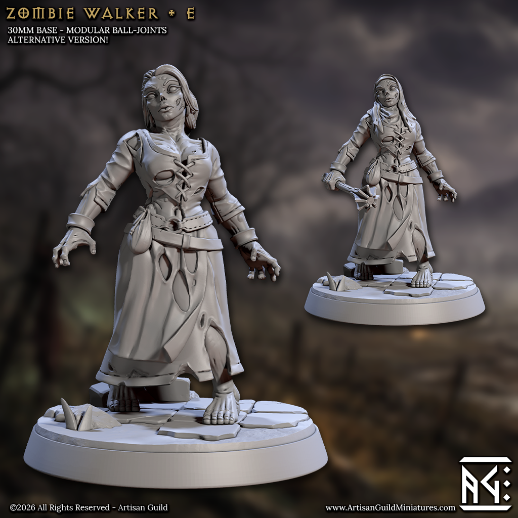 Gravewife | Zombie Walker Maid miniature for D&D, Pathfinder | TTRPG Mini