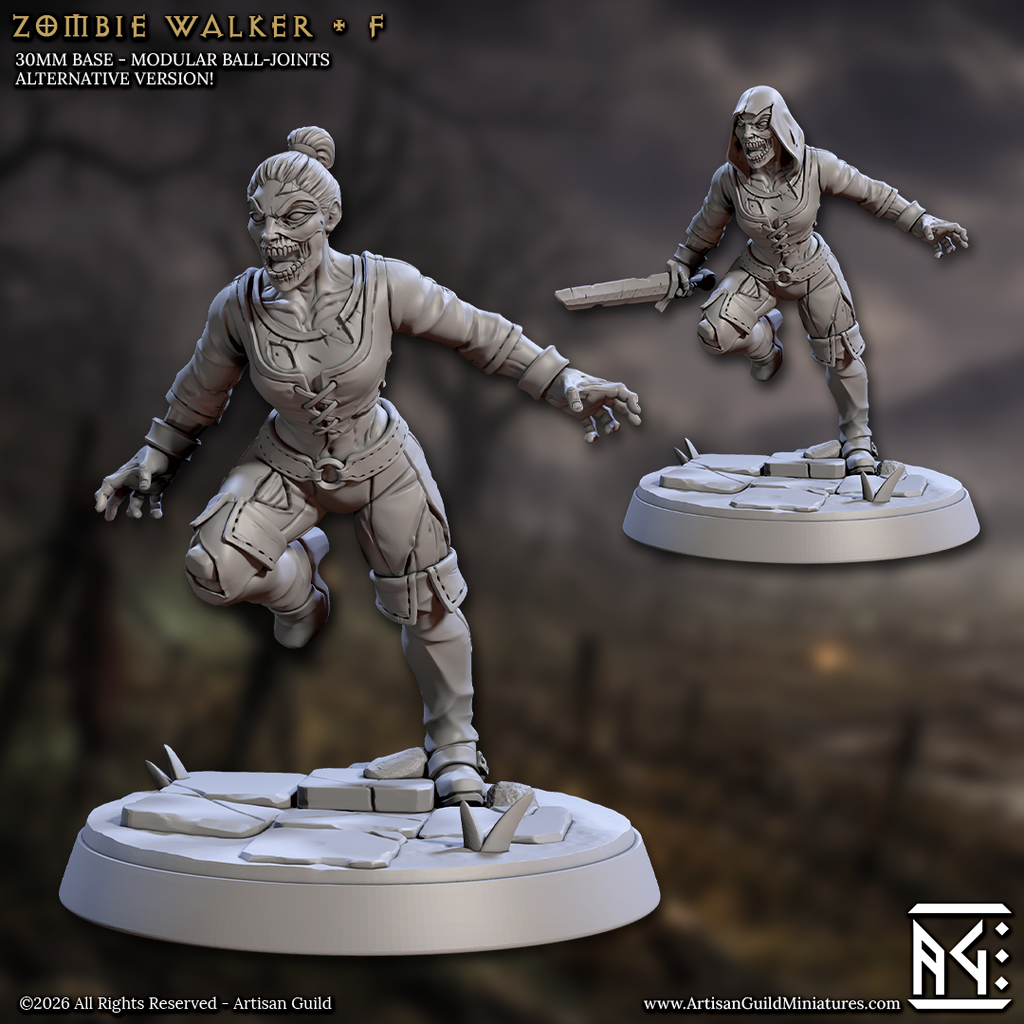 Knifebite | Zombie Walker Striker miniature for D&D, Pathfinder | TTRPG Mini