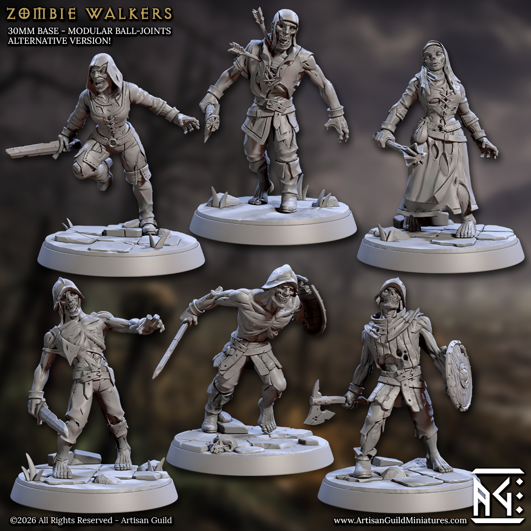 Knifebite | Zombie Walker Striker miniature for D&D, Pathfinder | TTRPG Mini