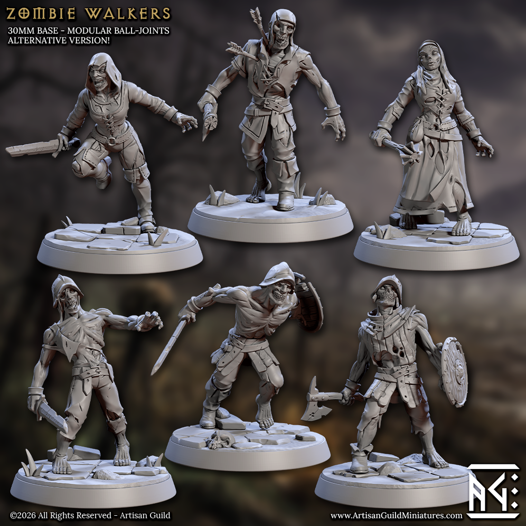 March of the Zombie Walkers | Undead Zombie Horde miniature set for D&D, Pathfinder | TTRPG Mini