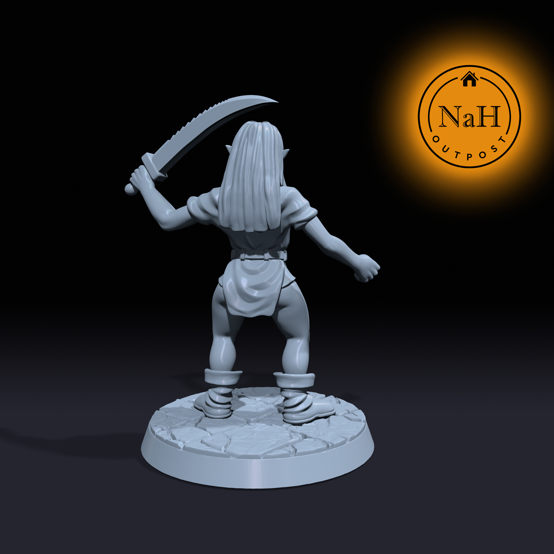 Vrixa Ironfang | Goblin Barbarian Fighter or Rogue miniature for Tabletop games like D&D and War Gaming| Dungeons and Dragons Mini | RN estudio