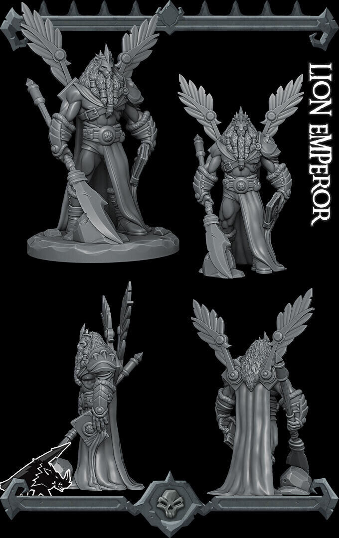 Darius Goldclaw | Lion Emperor | Lionfolk Warrior Miniature for Tabletop games like D&D and War Gaming