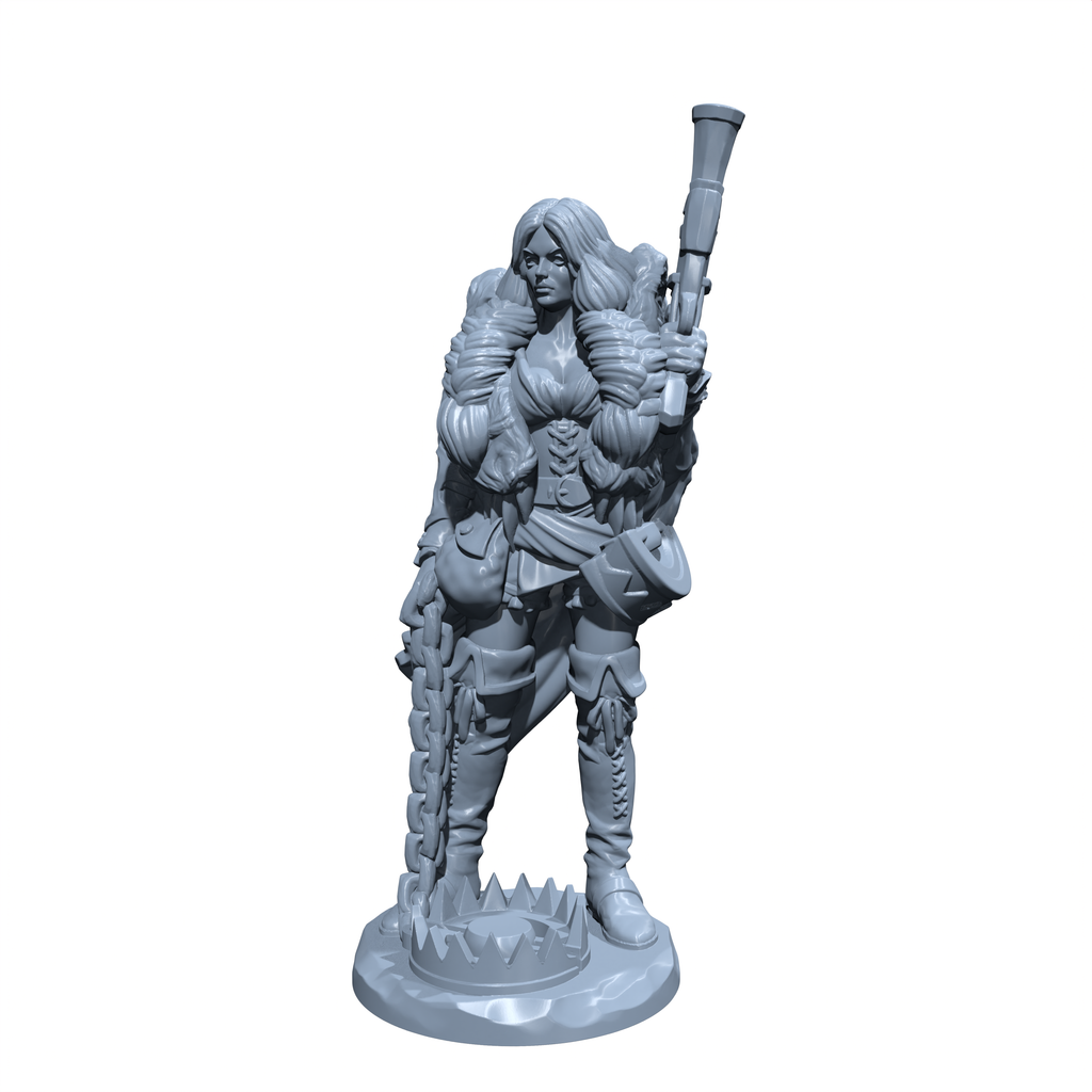 Goldi Bearcloak, the Forest Warden | Female Hunter | Goldi Locke the Beastmaster | Miniature for Tabletop games like D&D and War Gaming