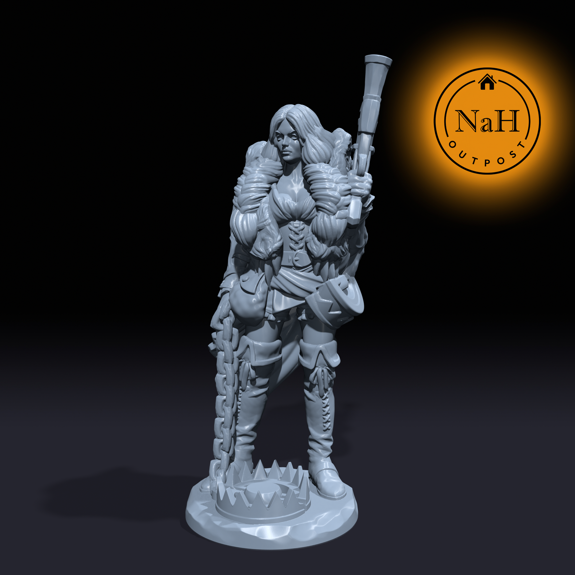 Goldi Bearcloak, the Forest Warden | Female Hunter | Goldi Locke the Beastmaster | Miniature for Tabletop games like D&D and War Gaming