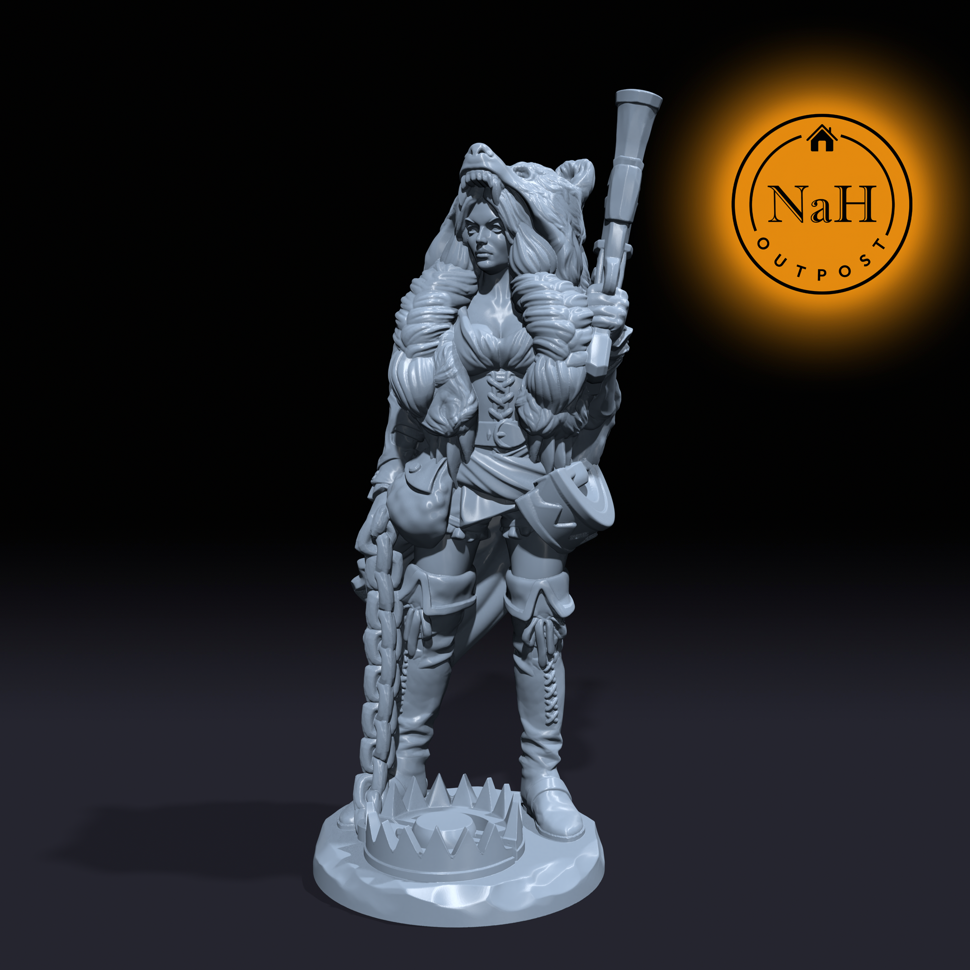 Goldi Bearcloak, the Forest Warden | Female Hunter | Goldi Locke the Beastmaster | Miniature for Tabletop games like D&D and War Gaming