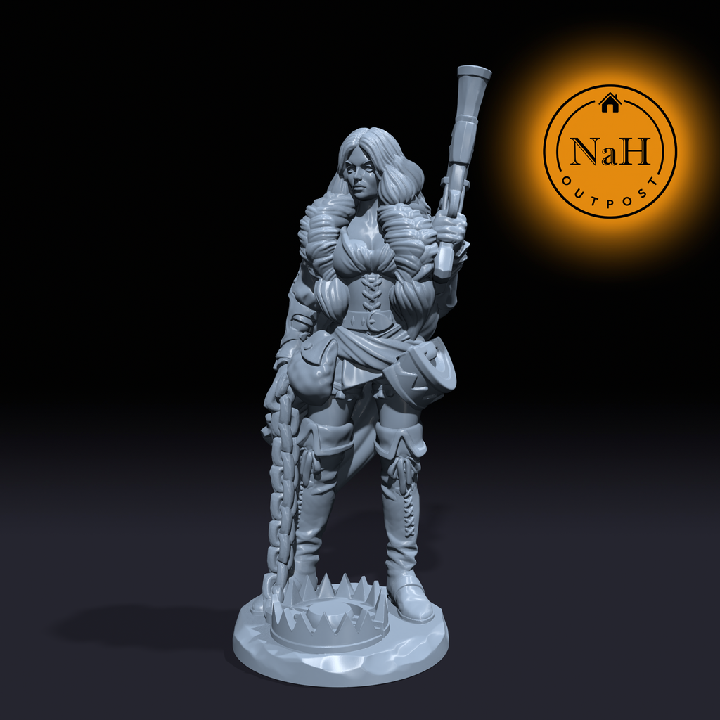 Goldi Bearcloak, the Forest Warden | Female Hunter | Goldi Locke the Beastmaster | Miniature for Tabletop games like D&D and War Gaming