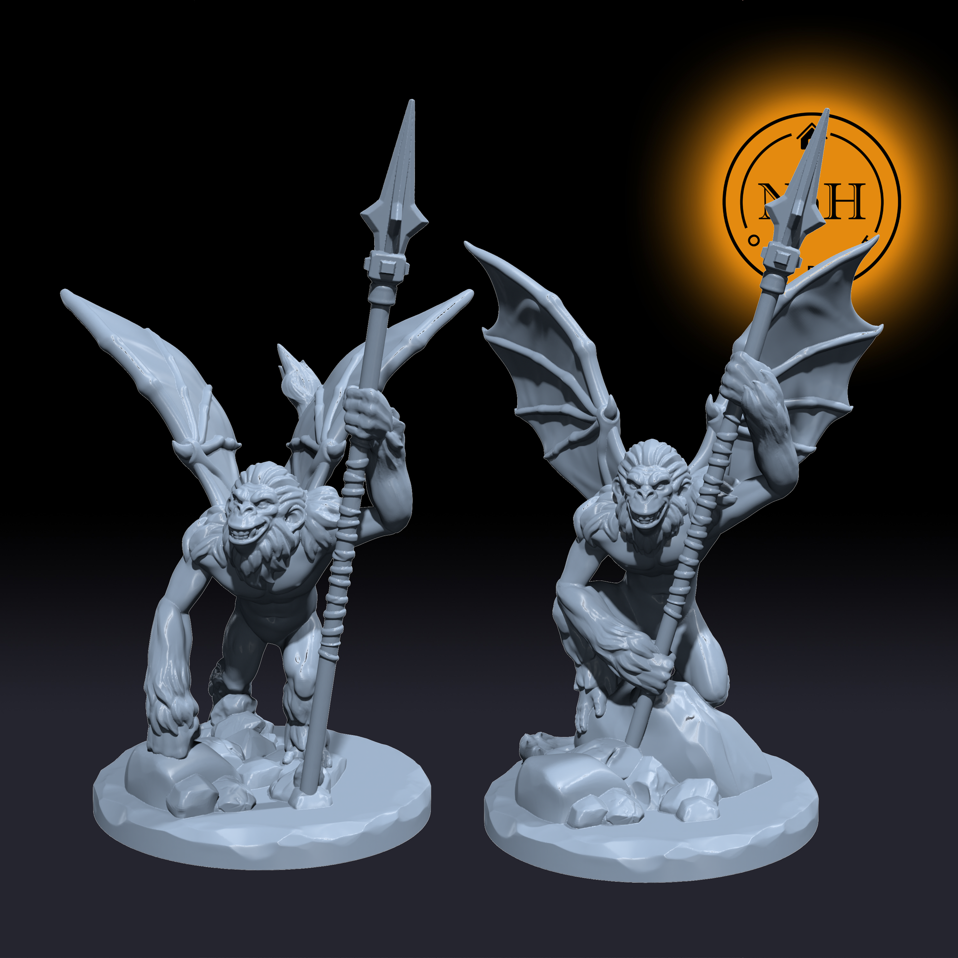 Skree and Skrae, the Twin Whirlwinds | Flying Monkeys | Miniature for Tabletop games like D&D and War Gaming