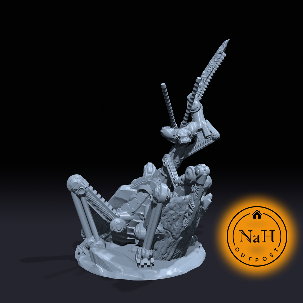 Gearclaw the Blade Dancer | Clockwork Mantis | Insect | Miniature for Tabletop games like D&D and War Gaming