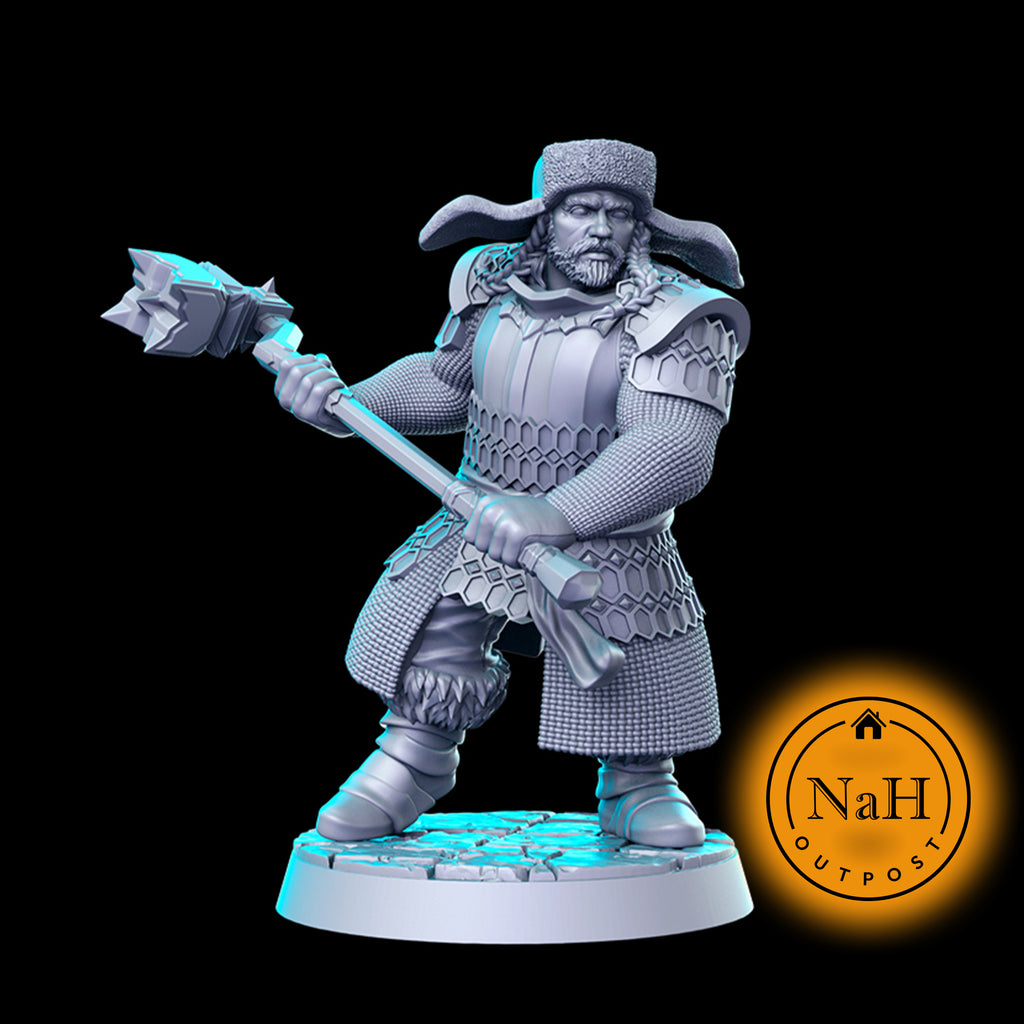 Thorgal Frosthammer | Dwarf Earmuffs Barbarian or Fighter miniature for Tabletop games like D&D and War Gaming| Dungeons and Dragons Mini | RN estudio