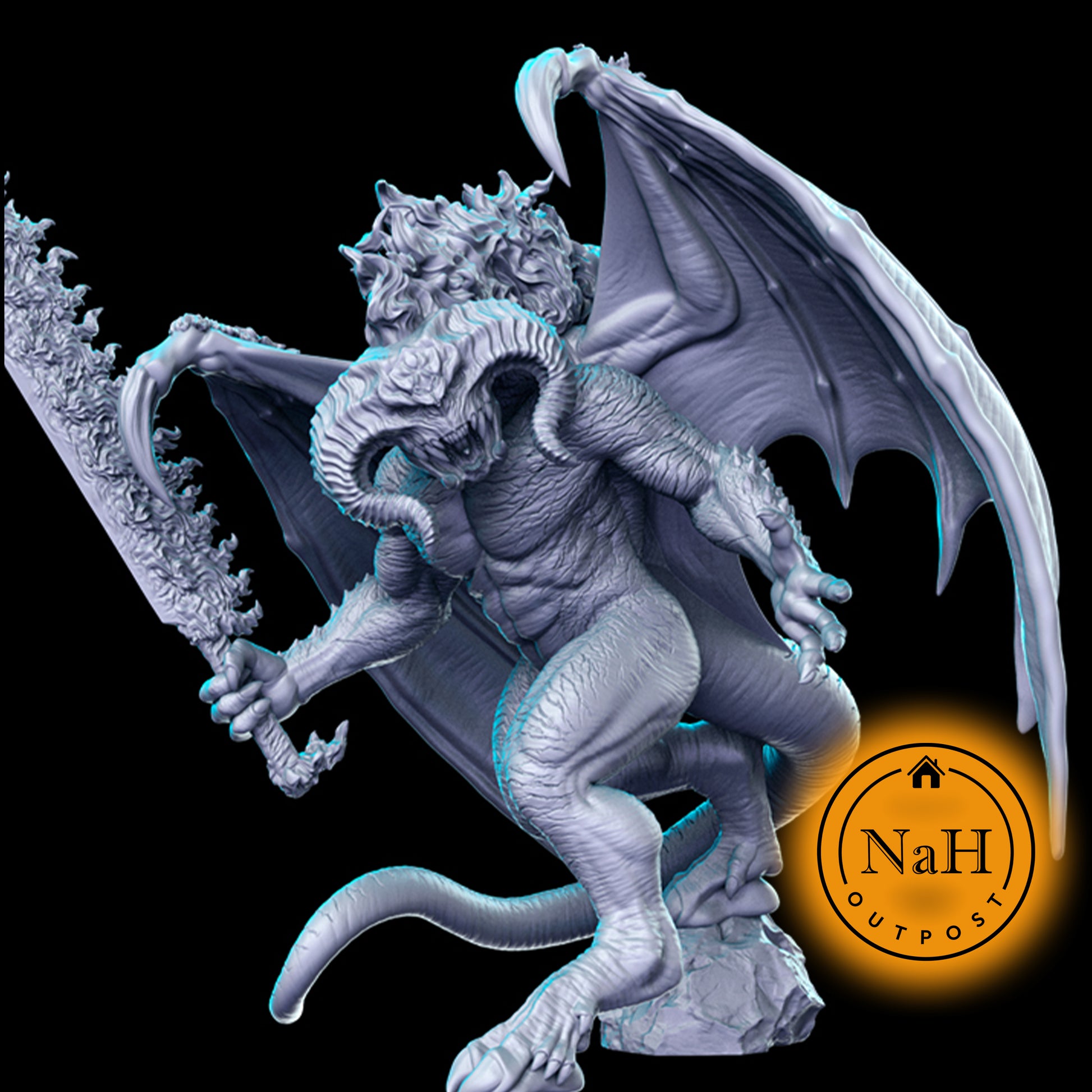 Zarkus the Flamebound | Balrog | Devil Fiend miniature for Tabletop games like D&D and War Gaming| Dungeons and Dragons Mini | RN estudio