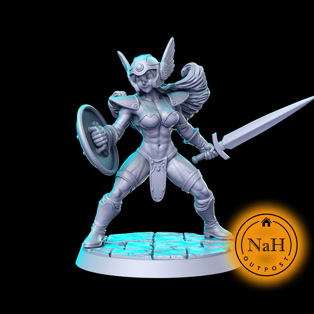 Athenra Skyguard | Senshi Female Fighter | miniature for Tabletop games like D&D and War Gaming| Dungeons and Dragons Mini | RN estudio
