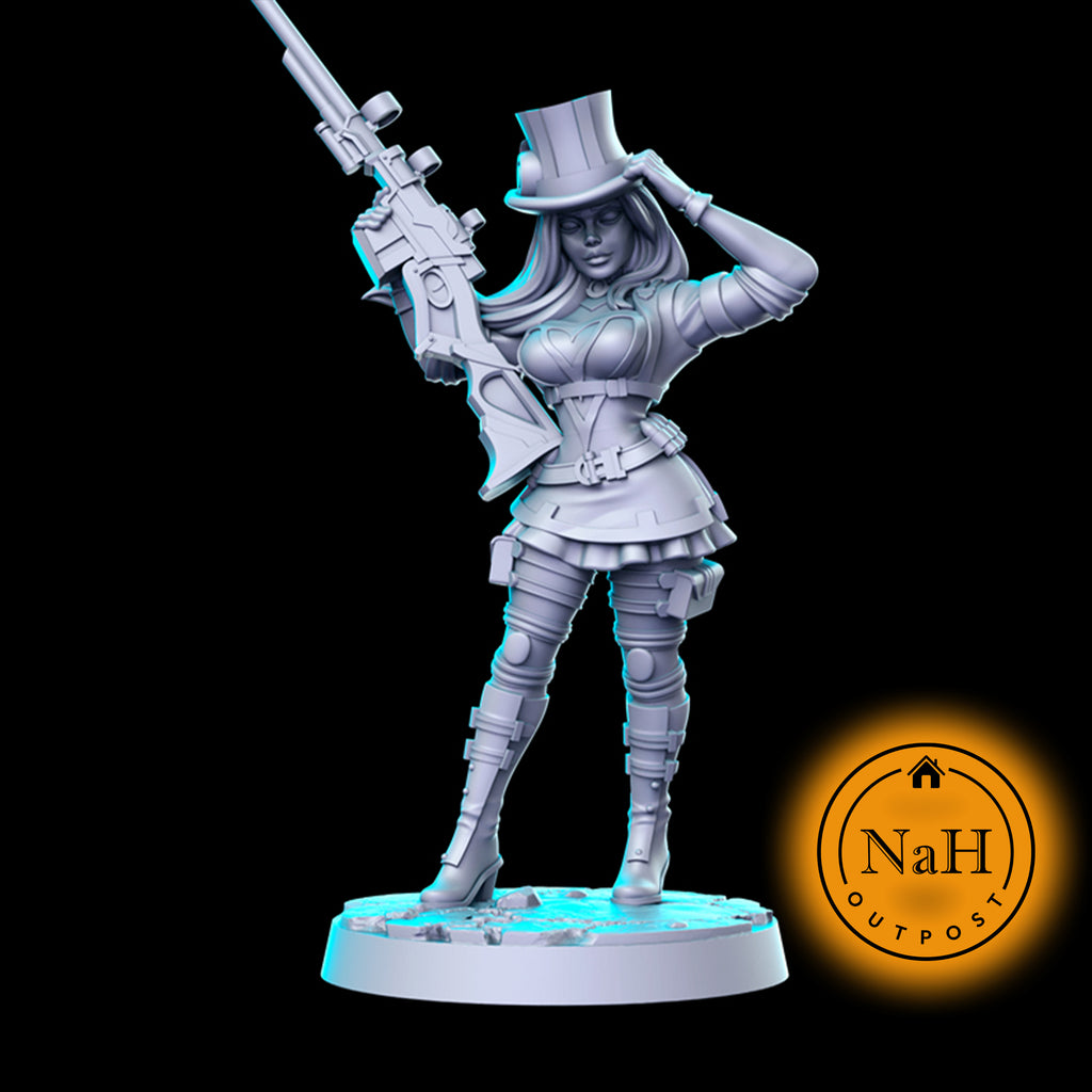 Mira Topmark | Caitlyn | Gunslinger | Female Fighter miniature for Tabletop games like D&D and War Gaming| Dungeons and Dragons Mini | RN estudio