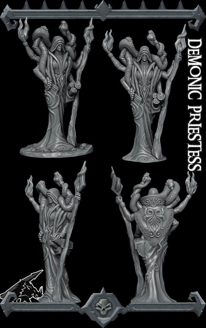 Elyndra the Arcane Shaper | Demonic Priestess | Four Armed Sorcerer | Miniature for Tabletop games like D&D and War Gaming