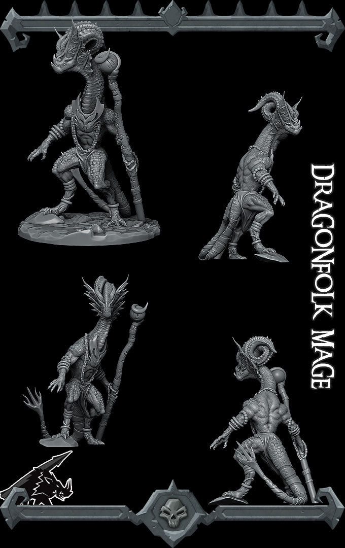 Drakonix Spellweaver | Dragonfolk Mage | Dragonborn Sorcerer or Warlock Miniature for Tabletop games like D&D 5e and TTRPG  War Gaming
