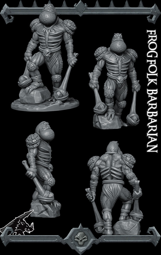 Torgul, the Toadkin Champion | Frog folk Barbarian | Fighter Miniature for Tabletop games like D&D 5e and TTRPG War Gaming