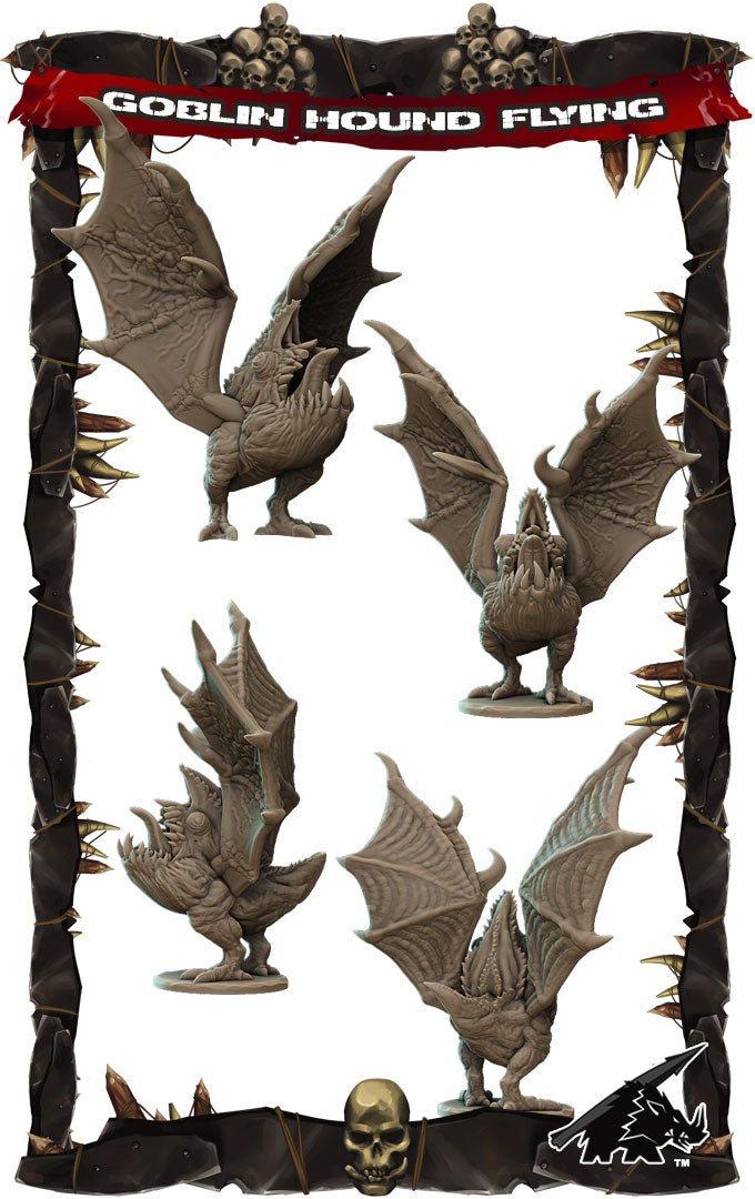 Stormsnarl, the Sky Goblin Prowler | Flying Goblin Hound Miniature for Tabletop games like D&D and War Gaming