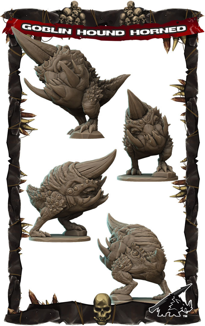 Hornfang, the Horned Goblin Hound | Miniature for Tabletop games like D&D and War Gaming