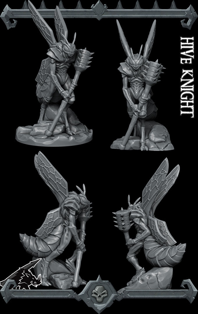 Zephyr Wingblade, the Stinging Sentinel | Hive Knight | Insect Warrior Miniature for Tabletop games like D&D and War Gaming