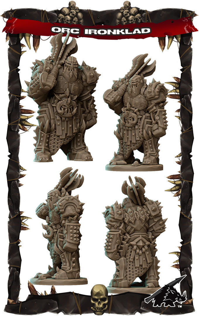 Snaz Ironskull, the Siege Breaker | Orc Ironklad or Ogre Miniature for Tabletop games like D&D and War Gaming