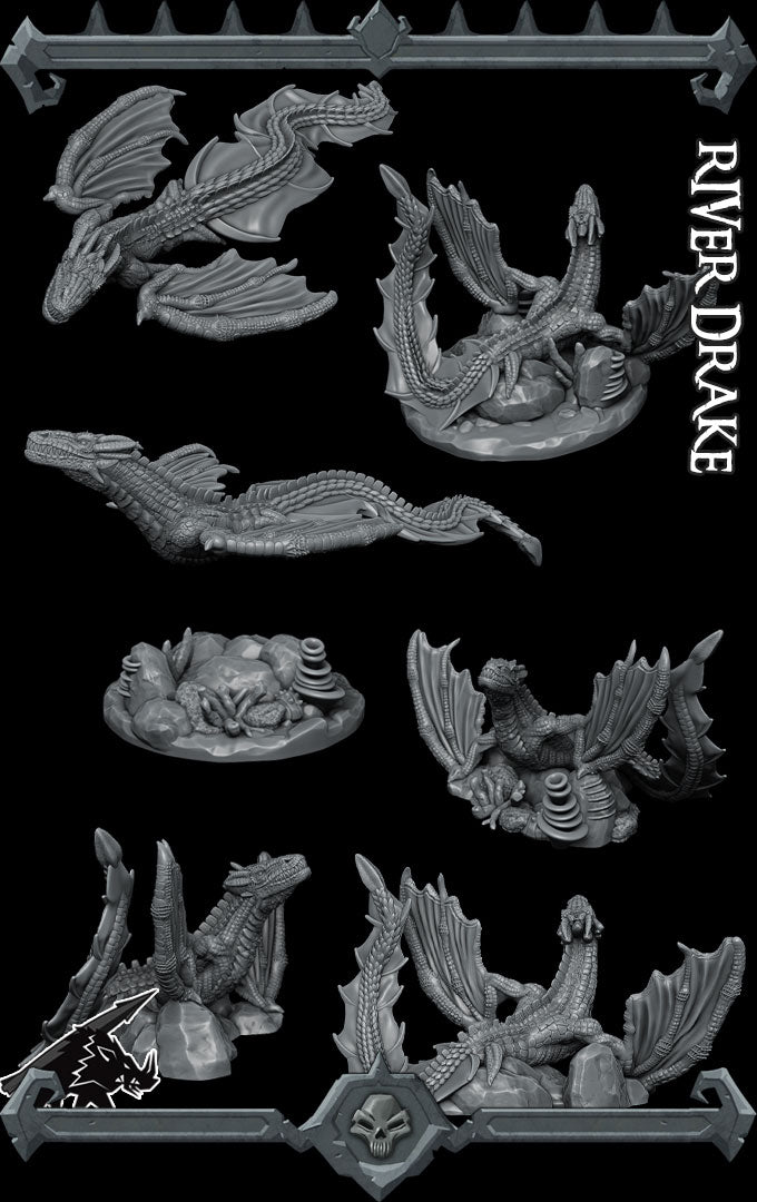 Fangfin, the Scaled Terror | River Drake | Water Dragon Miniature for Tabletop games like D&D 5e and TTRPG  War Gaming