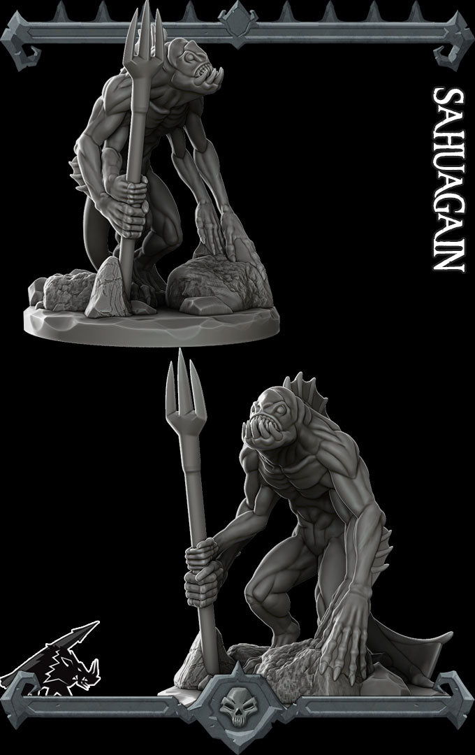 Coralbite, Spawn of the Depths | Sahuagin | Sahuagain Miniature for Tabletop games like D&D and War Gaming