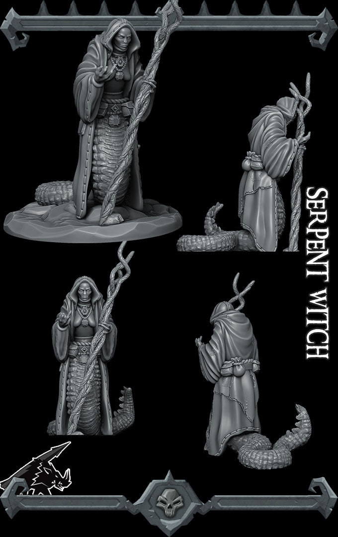 Hissfang, Weaver of Illusions | Serpent Witch | Serpentfolk | Sorcerer Miniature for Tabletop games like D&D 5e and TTRPG  War Gaming