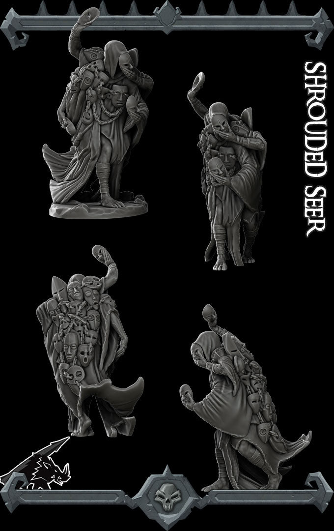 Whispermask, the Oracle of Many Faces | Shrouded Seer Miniature for Tabletop games like D&D and War Gaming