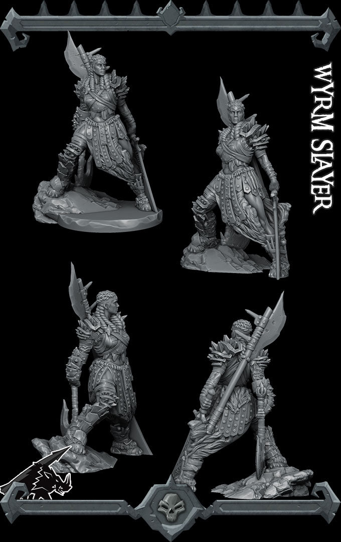 Kara Dragonsbane | Wyrm Slayer | Hunter | Ranger miniature for Tabletop games like D&D and War Gaming