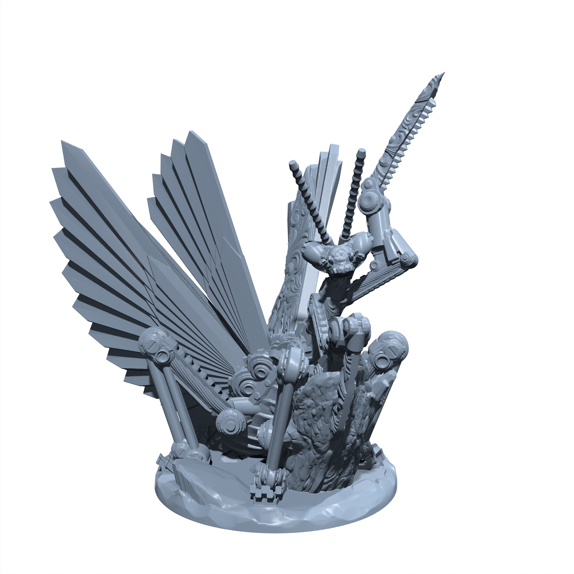 Gearclaw the Blade Dancer | Clockwork Mantis | Insect | Miniature for Tabletop games like D&D and War Gaming