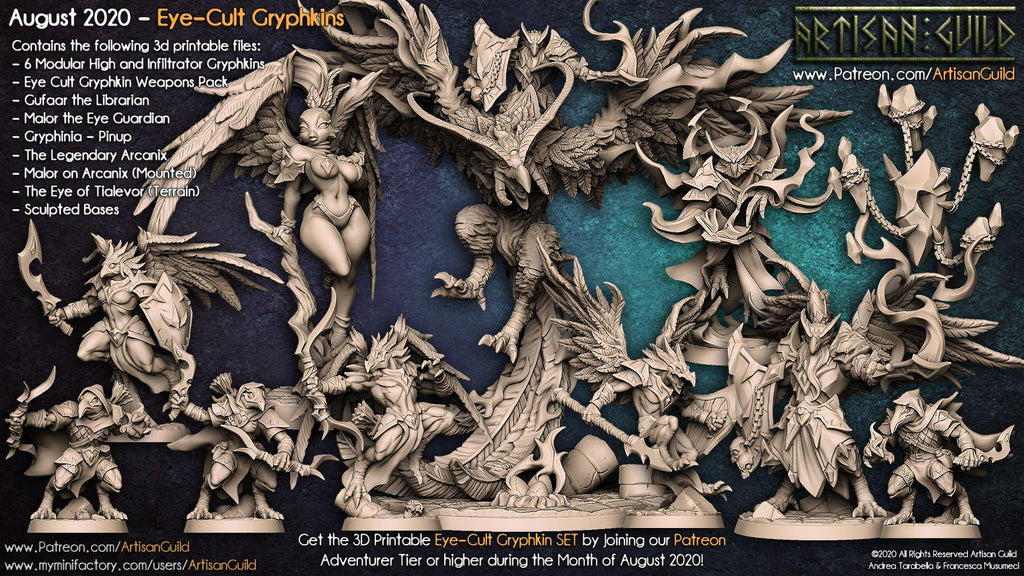 EyeCult Gryphkin Set | Modular Winged Aarakocra and Kenku miniatures miniature for Tabletop games like D&D and War Gaming