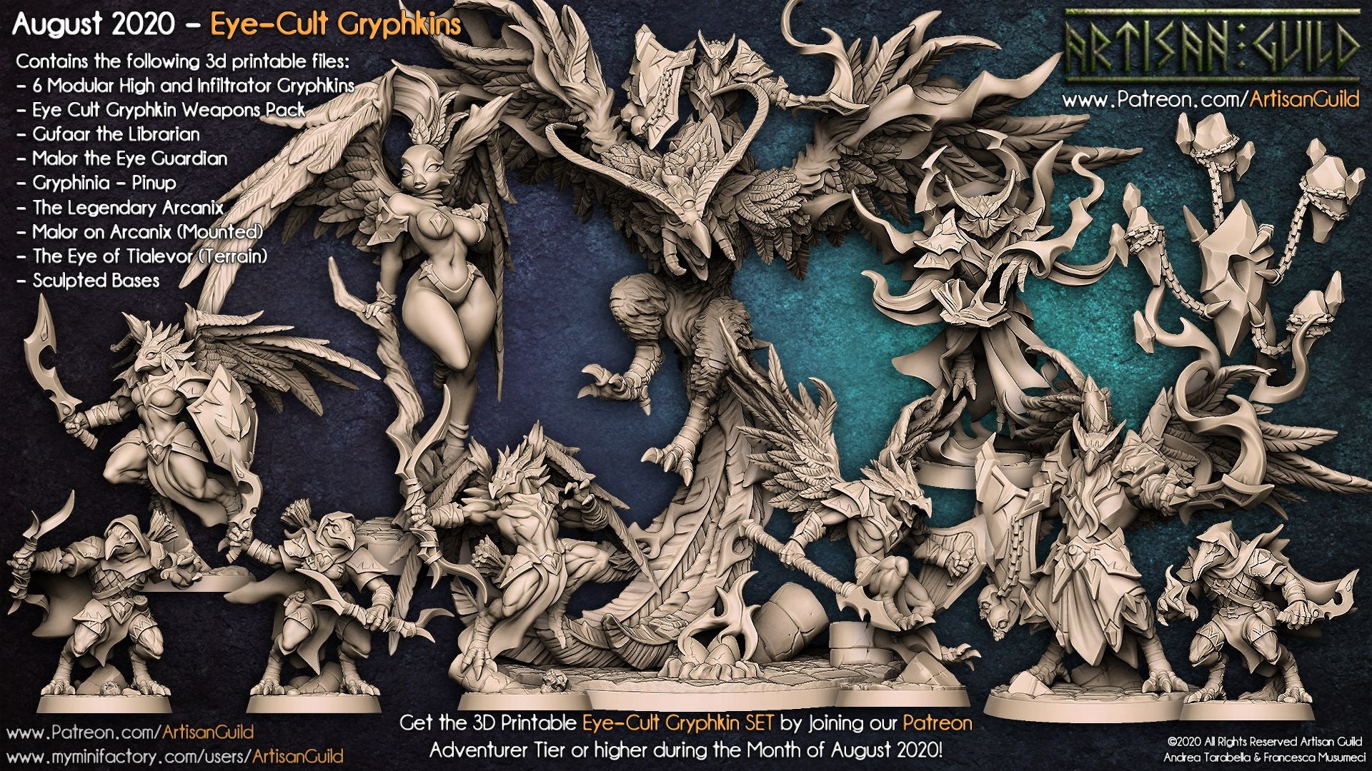 EyeCult Gryphkin Set | Modular Winged Aarakocra and Kenku miniatures miniature for Tabletop games like D&D and War Gaming