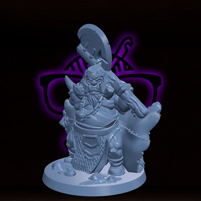 Axe Ogre | Armored Ogre | Giant miniature for Tabletop games like D&D or War Gaming | Sculpted By Arbiter Miniatures