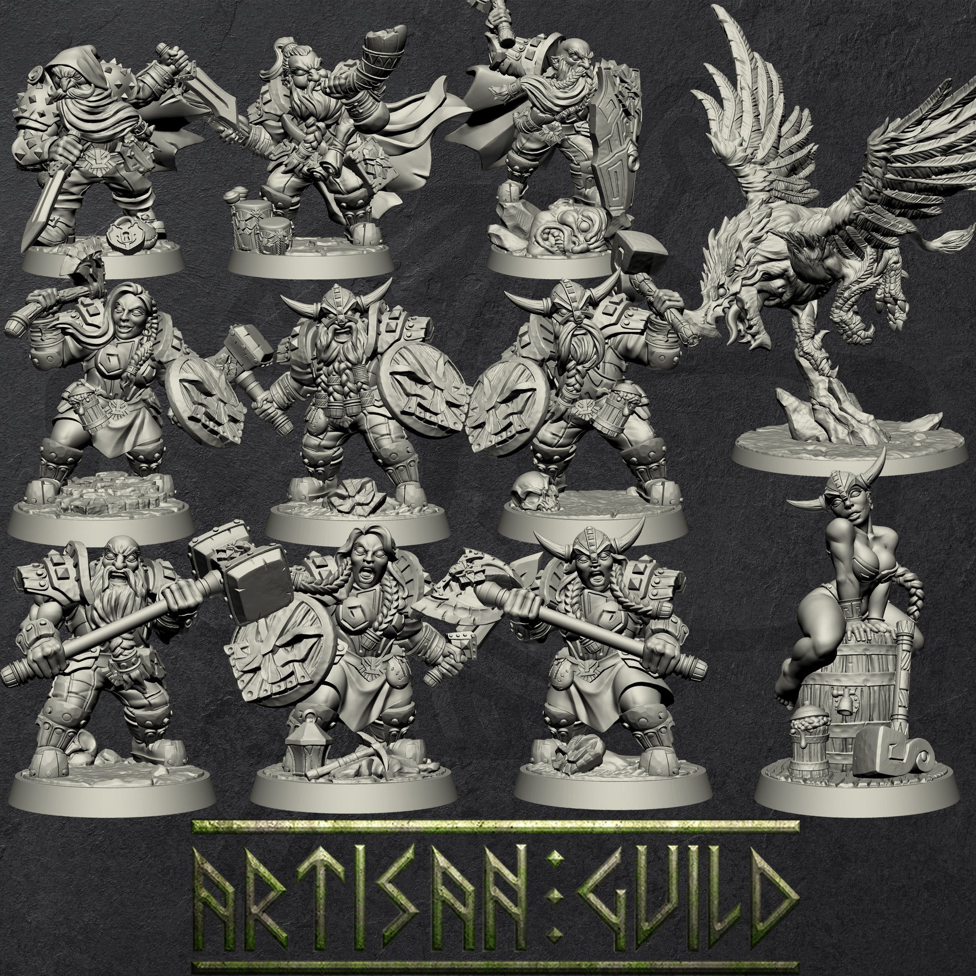 Dwarven Defender Set | Modular Dwarf miniatures miniature for Tabletop games like D&D and War Gaming
