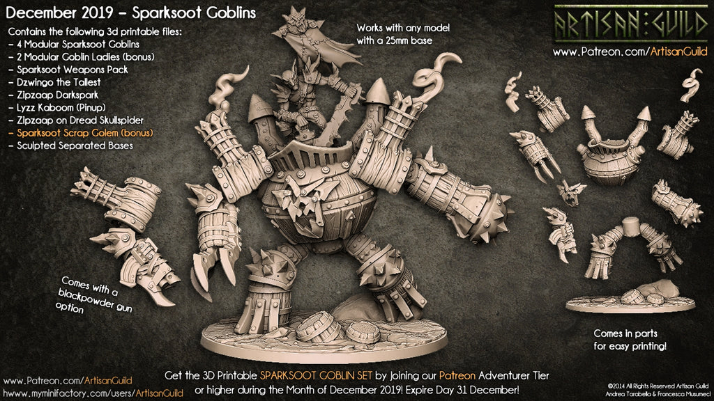 Scrap Golem | Modular Sparksoot Goblin Mount miniature for Tabletop games like D&D and War Gaming