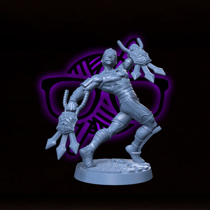 Volthan, The Blind Fury | Blind Bladedemon | Demon miniature for Tabletop games like D&D and War Gaming| Dungeons and Dragons Mini | RN estudio