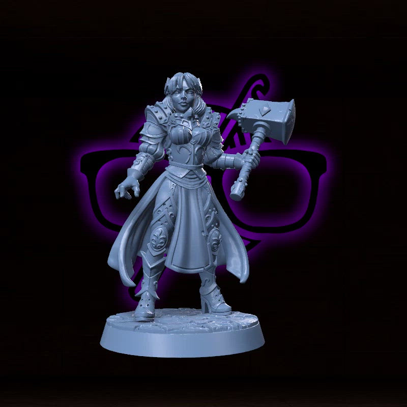 Agatha Stonehammer | Female Human Paladin or Cleric miniature for Tabletop games like D&D and War Gaming| Dungeons and Dragons Mini