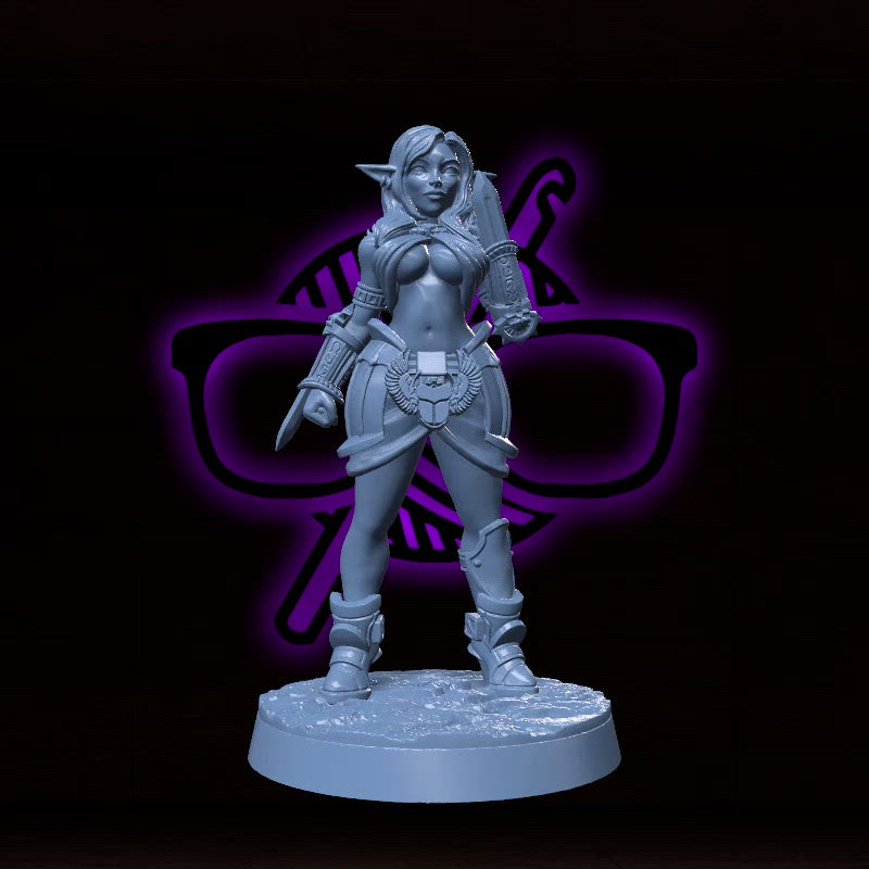 Eirina Nightbloom | Itaka | Female Elf Rogue miniature for Tabletop games like D&D and War Gaming| Dungeons and Dragons Mini