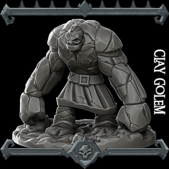 Cracklehide the Clay Golem | Miniature for Tabletop games like D&D and War Gaming