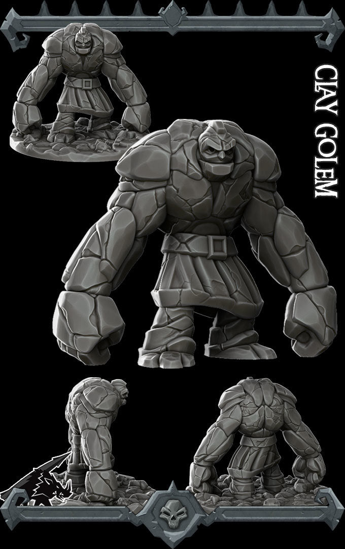 Cracklehide the Clay Golem | Miniature for Tabletop games like D&D and War Gaming