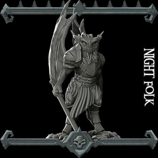 Talonstrike, the Midnight Ambusher | Night Folk | Owlfolk Miniature for Tabletop games like D&D and War Gaming