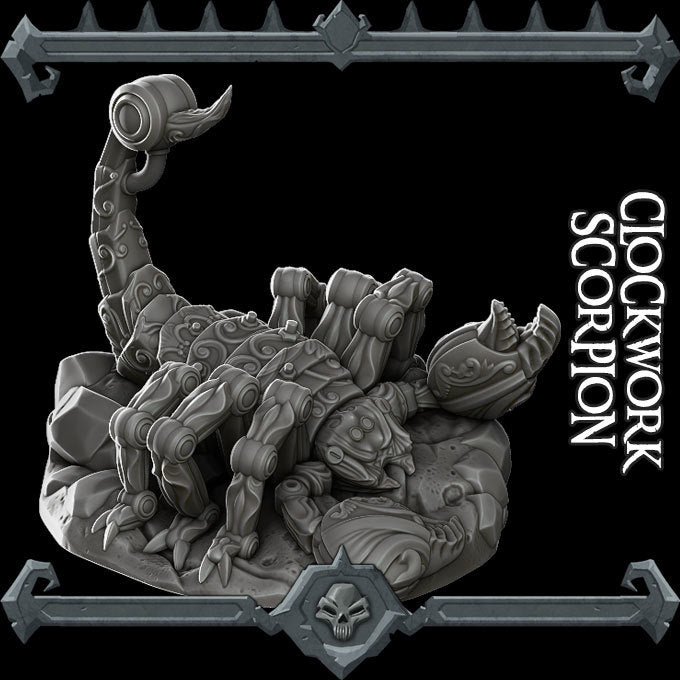 Tinkerclaw, the Iron Stinger | Clockwork Scorpion | Miniature for Tabletop games like D&D and War Gaming