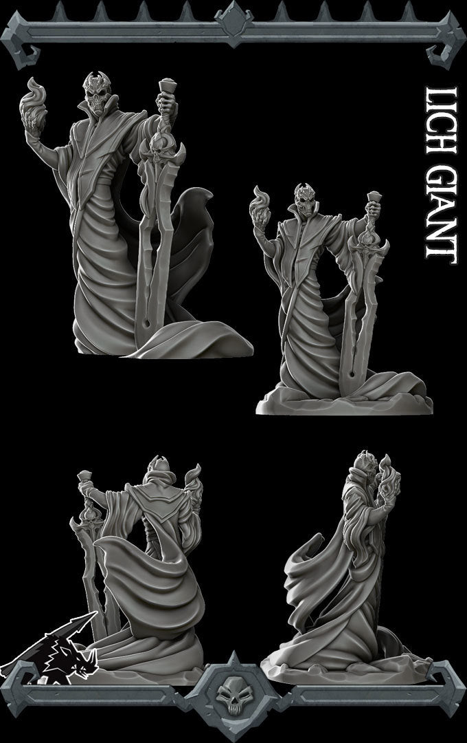 Thronak the Crypt King | Giant Lich Miniature for Tabletop games like D&D and War Gaming