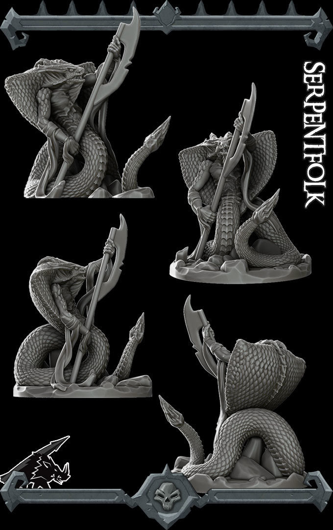 Venomfang, the Cobra Warrior | Snake Folk Abomination | Serpent Folk Miniature for Tabletop games like D&D and War Gaming