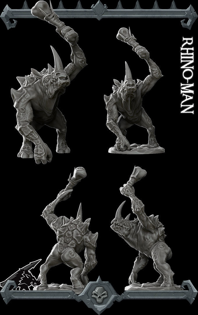 Krushhorn, the Wild Charger | Rhino-Man | Rhinofolk  Miniature for Tabletop games like D&D and War Gaming