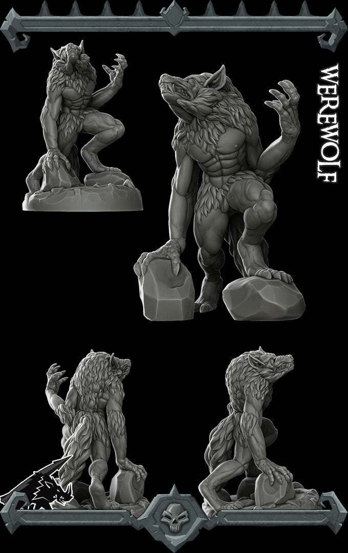 Silverfang, the Terror of the Full Moon | Werewolf Miniature for Tabletop games like D&D and War Gaming