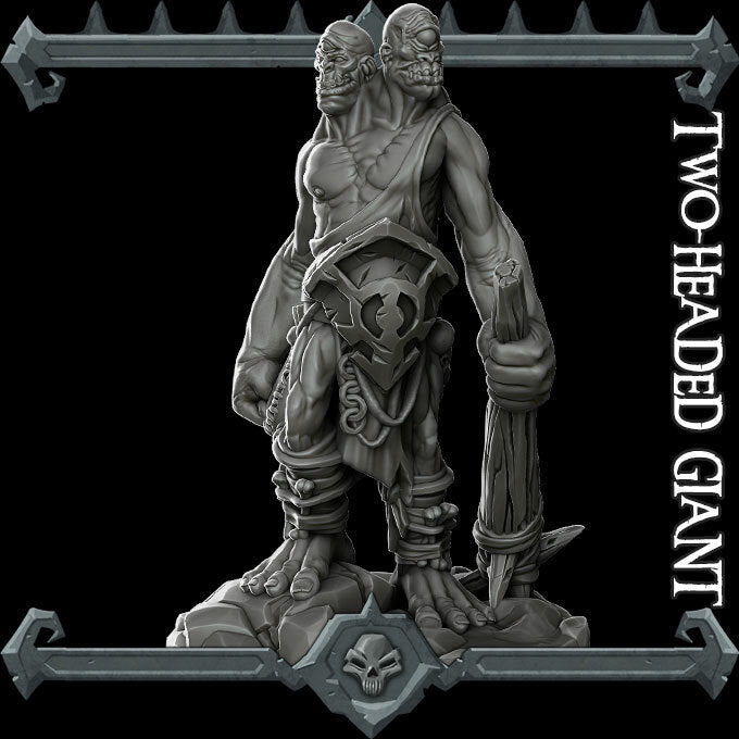 Smashfist and Rockbreaker | Ettin | Two Headed Giant Miniature for Tabletop games like D&D and War Gaming