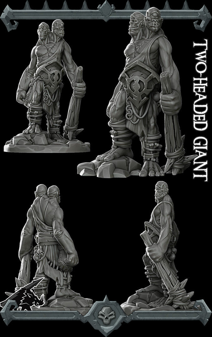 Smashfist and Rockbreaker | Ettin | Two Headed Giant Miniature for Tabletop games like D&D and War Gaming